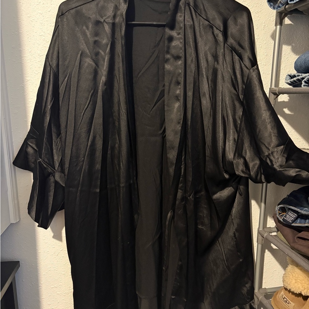 Victoria's Secret Black Satin Robe